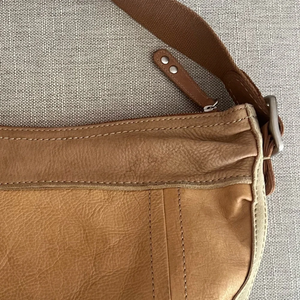 Vintage Fossil Slouchy Leather Hobo Bag Light brown/tan